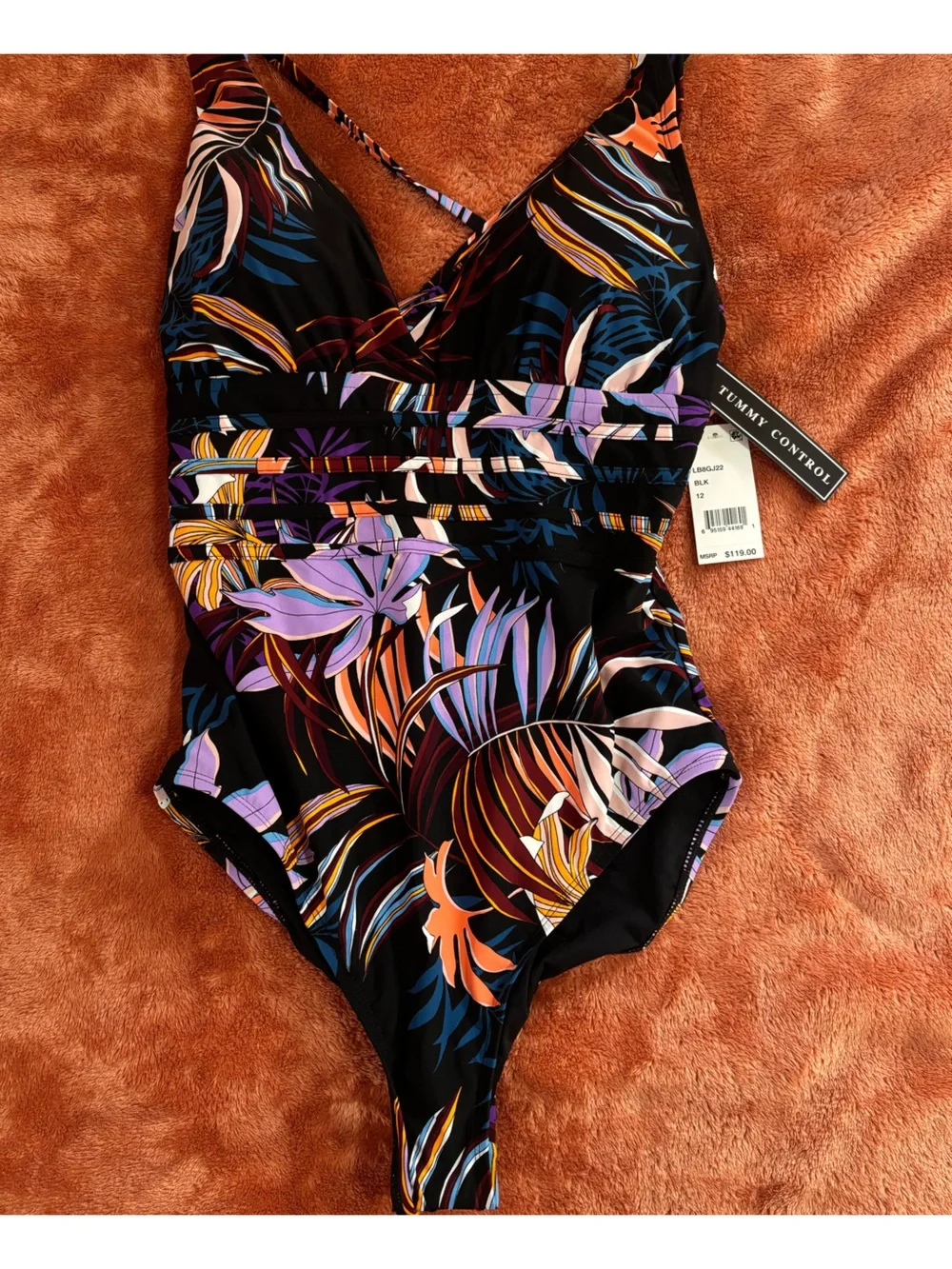 La Blanca tummy control one piece swimsuit size 12 brand new tropical print